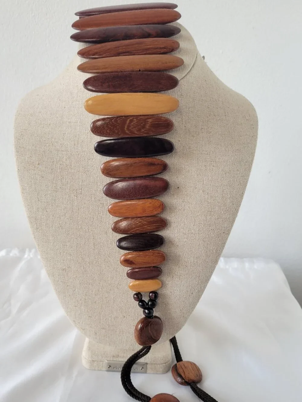 Vintage Handcrafted Wooden Bead Waist Belt / Statement Necklace Adjustable 27